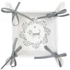 Clayre & Eef LGD47 Cestino per pane a nastro 35x35x8 Bianco Grigio