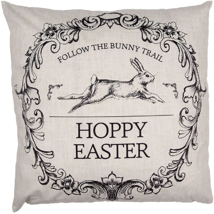 Clayre & Eef RFL22 Copricuscino Pasqua Hoppy 45x45 Beige Nero