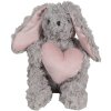 Clayre & Eef TW0603 Coniglio di peluche grigio con cuore 14x15x20cm