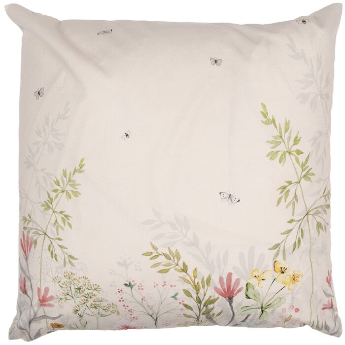 Clayre & Eef WFF22 Copricuscino Flora & Fauna 45x45 Beige Verde