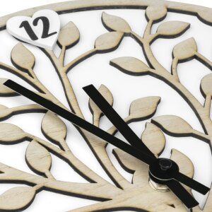 Orologio da parete ZEP Vita in legno design albero naturale bianco 30cm