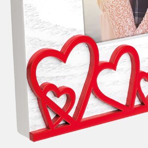 ZEP Portafoto in legno Amalia Orizzontale 10x15 cm Bianco con cuori rossi