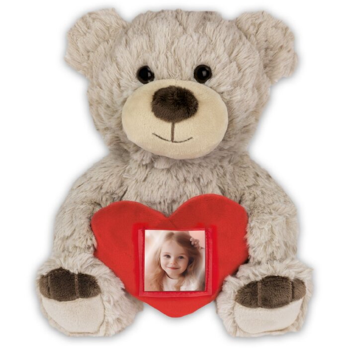 Cornice cuore di orsacchiotto crema 3,5x4,5 cm 23 cm di altezza peluche regalo