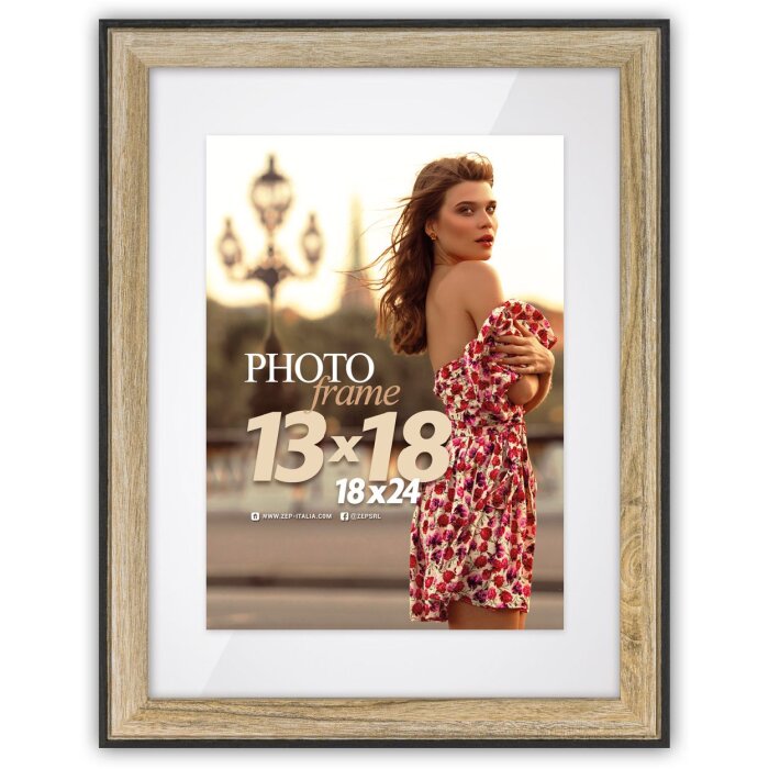 Portafoto ZEP MDF Roma crema 15x20 cm con passe-partout 10x15 cm