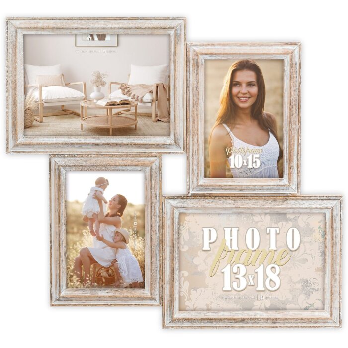 ZEP Gallery cornice per quadri Rosel in legno naturale 39x37 cm 4 foto 10x15 13x18 cm