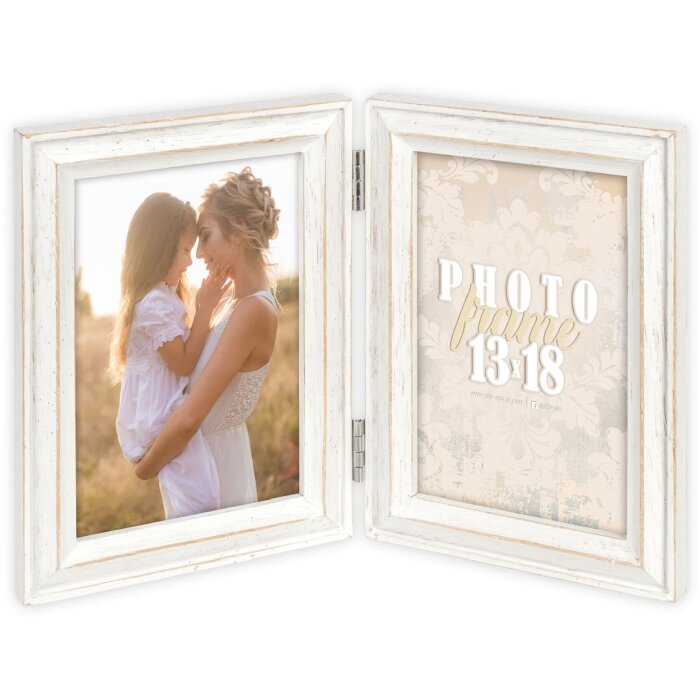 ZEP Cornice doppia in legno Rosel 2 foto 10x15 cm Bianco (27x18 cm)