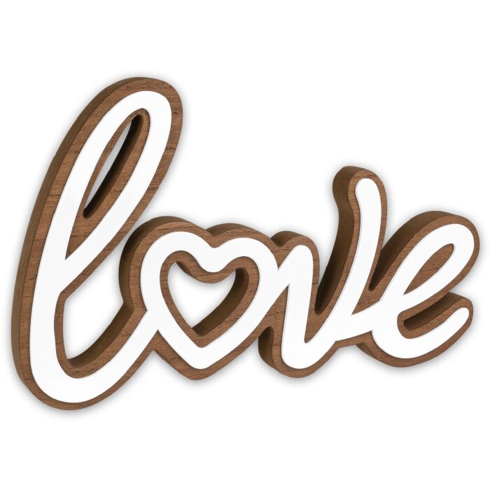 ZEP Cuvier decorazione in legno scritta Love marrone bianco 30x20cm