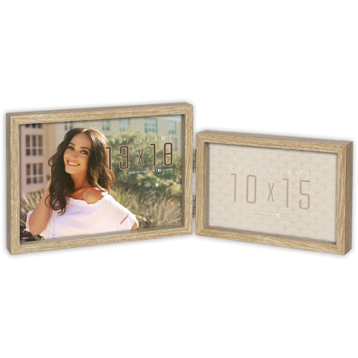 ZEP Basilea doppia cornice legno natura 36x14,5 cm foto 10x15/13x18