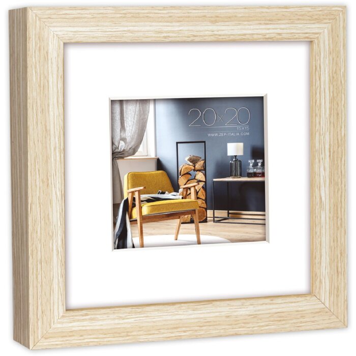 Cornice ZEP Niki naturale 20x20 cm con passe-partout 15x15 cm