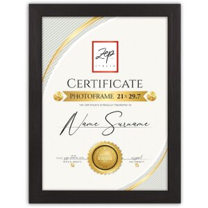 ZEP cornice in legno Certificato nero 21x29,7 cm