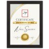ZEP cornice in legno Certificato nero 21x29,7 cm