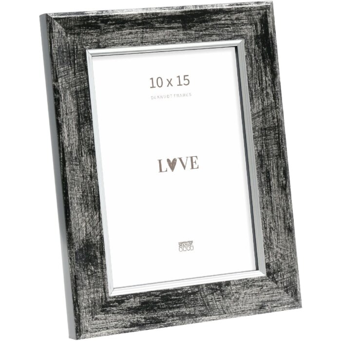 Deknudt S45YE2 Cornice di legno nera con bordo argentato 10x15 cm