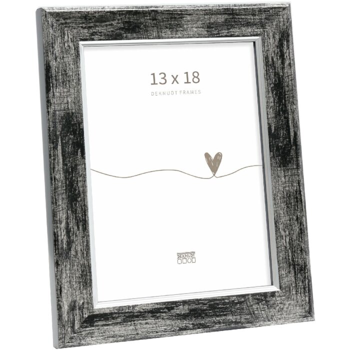 Deknudt S45YE2 Cornice di legno nera con bordo argentato 13x18 cm