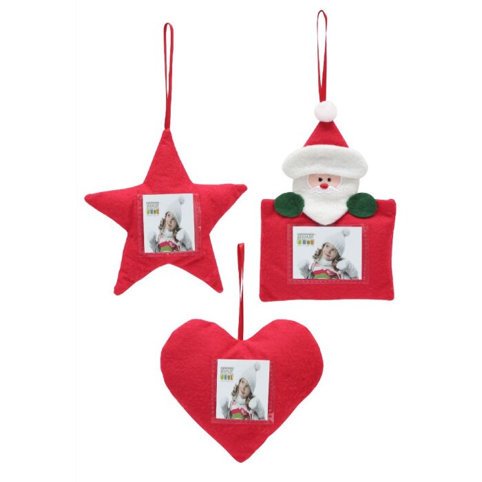 Deknudt S67HC1 Decorazione natalizia in feltro rosso motivo casuale 4x4cm