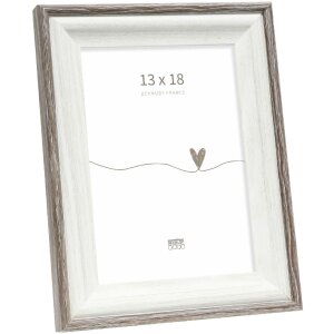 Cornice Deknudt S68VG2 bianca con bordo marrone-grigio 13x18 cm