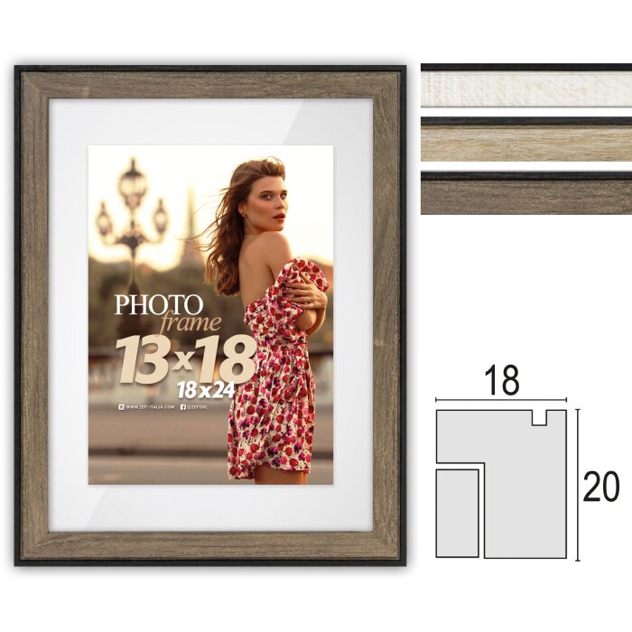 Cornice ZEP Roma vetro float e passe-partout 15x20 cm - 20x30 cm