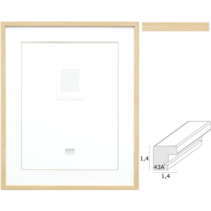 Cornice Deknudt S43AH1 in legno naturale con passe-partout da 15x20 cm a 40x50 cm