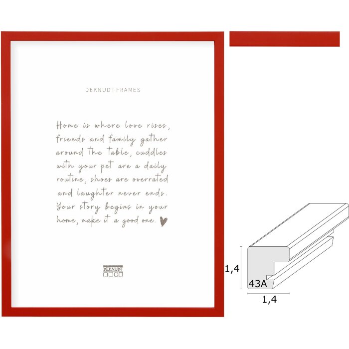 Cornice in legno Deknudt S43AK4 Rosso Profilo a blocco stretto da 10x15 cm a 30x40 cm