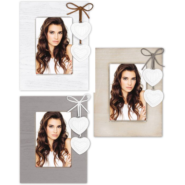 ZEP Melissa cornice in legno cuori 10x15 cm bianco/grigio/crema