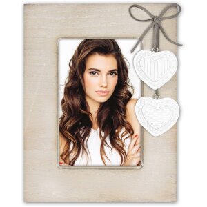 ZEP Melissa cornice in legno cuori 10x15 cm bianco/grigio/crema