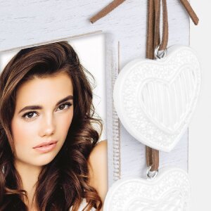 ZEP Melissa cornice in legno cuori 10x15 cm bianco/grigio/crema