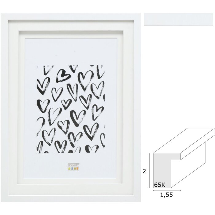 Cornice Deknudt S65KK1 bianca doppio passe-partout da 13x13 cm a 20x30 cm