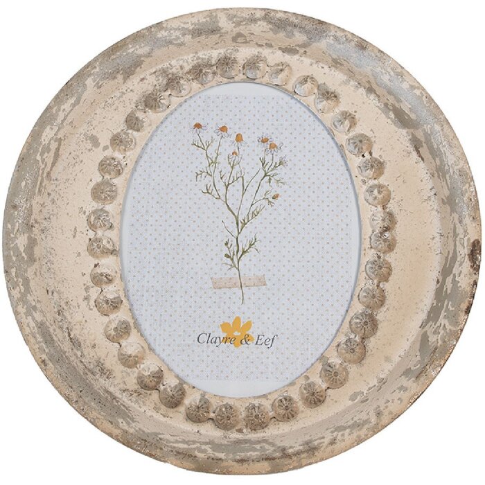 Clayre & Eef Cornice 18x24 cm Beige Ferro Vetro Ovale Vintage