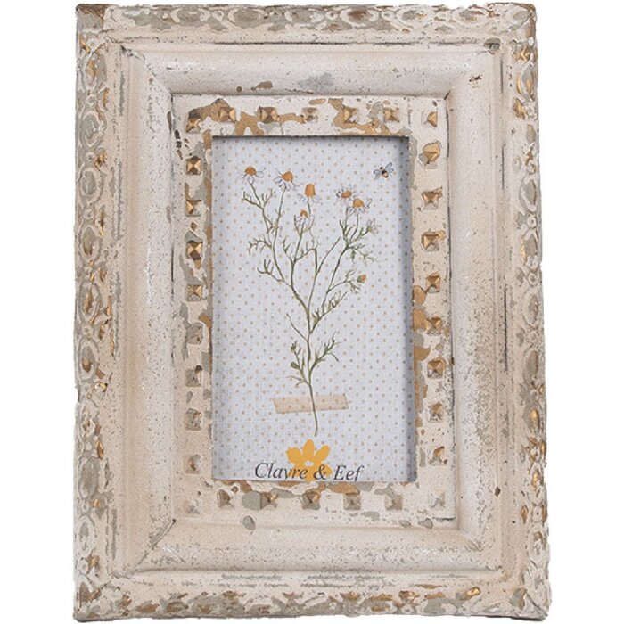 Portafoto Clayre & Eef Beige Ferro Vetro Vintage 10x15 cm