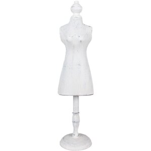 Portagioie in legno manichino bianco 13x11x51 cm