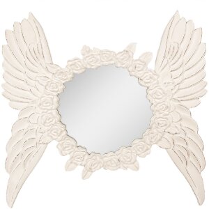 Clayre & Eef Specchio da parete tondo beige Wings...