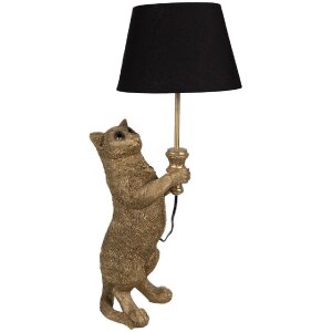 Clayre & Eef 5LMC0037 Lampada da tavolo gatto bronzo...