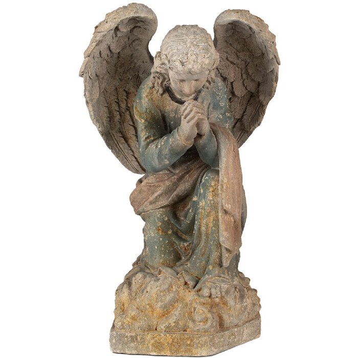 Clayre & Eef 5MG0043 Angelo decorativo in posa di preghiera effetto antico 41x45x65 cm