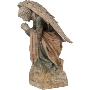 Clayre & Eef 5MG0043 Angelo decorativo in posa di preghiera effetto antico 41x45x65 cm