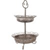 Clayre & Eef 5Y1205 Etagere in metallo argento vintage Ø 37x61 cm