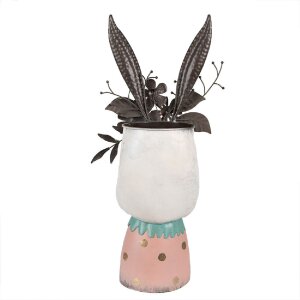 Clayre & Eef 5Y1214 Vaso di fiori coniglio rosa turchese 29x19x62 cm