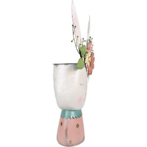 Clayre & Eef 5Y1214 Vaso di fiori coniglio rosa turchese 29x19x62 cm
