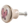 Clayre & Eef 65301 Pomello Farfalla Rosa Bianco Ø 3x1/4 cm