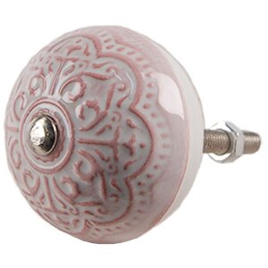 Clayre & Eef 65302 Pomello per porta in ceramica rosa motivo floreale Ø 4x3/6 cm