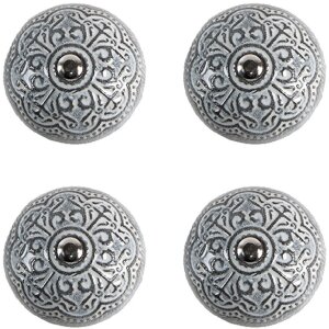 Clayre & Eef 65303 Pomello per porta Vintage Silver Ø 4x3/6 cm Set di 4 pezzi