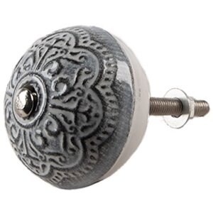Clayre & Eef 65303 Pomello per porta Vintage Silver Ø 4x3/6 cm Set di 4 pezzi