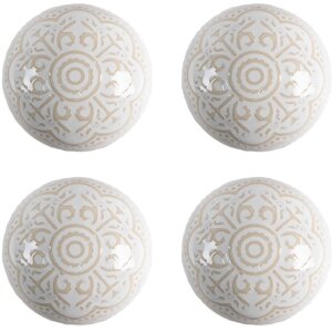 Clayre & Eef 65304 Pomello per porta in ceramica bianco motivo oro Ø4x3 cm