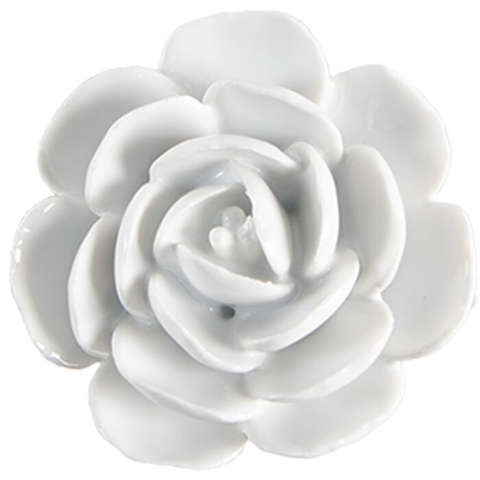 Clayre & Eef 65306 Pomello per porta in ceramica bianca a forma di fiore Ø 6x3 cm