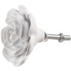 Clayre & Eef 65306 Pomello per porta in ceramica bianca a forma di fiore Ø 6x3 cm
