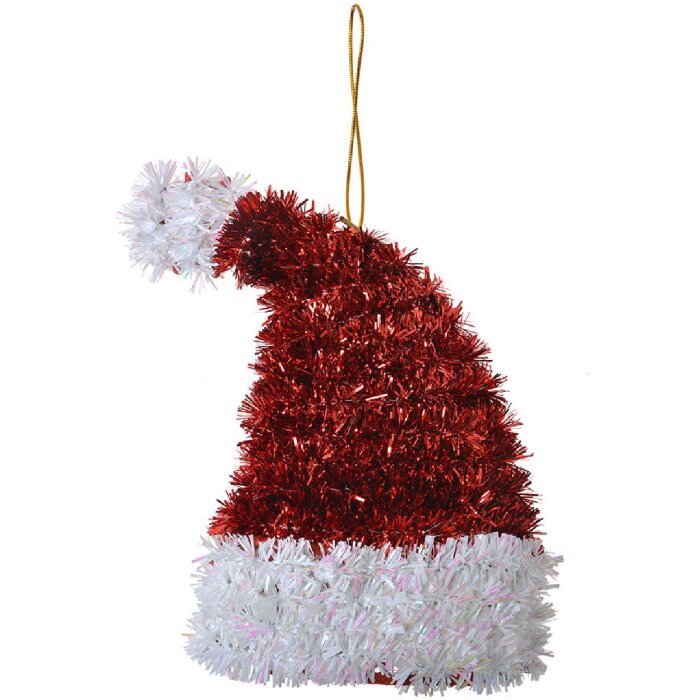 Clayre & Eef 65478 Decorazione cappello natalizio rosso bianco 9x5x13 cm