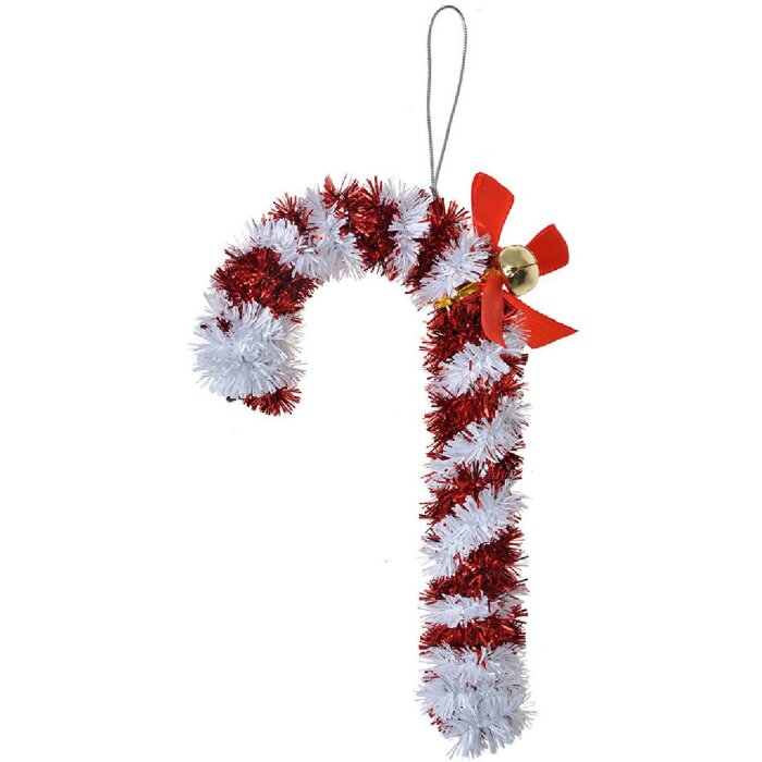 Clayre & Eef 65479 Decorazione natalizia ciondolo bastoncino di zucchero 9x2x16 cm rosso-bianco