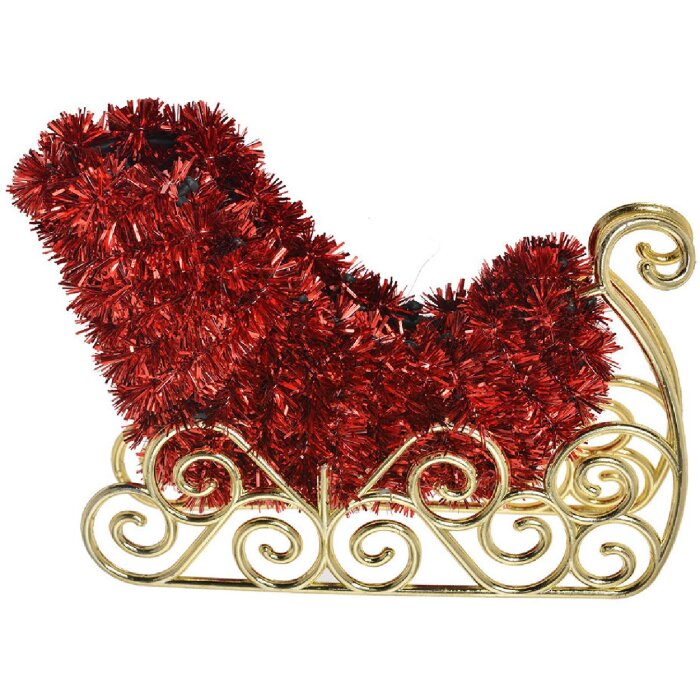 Clayre & Eef 65485 Decorazione natalizia Slitta rosso oro 14x3x11 cm