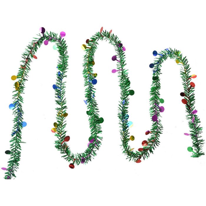 Clayre & Eef 65486 Ghirlanda natalizia verde colorata 450 cm Set 12