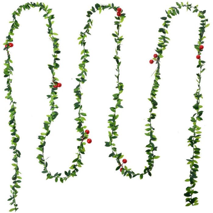 Clayre & Eef 65487 Ghirlanda di Natale 270 cm Set 12 Verde Rosso