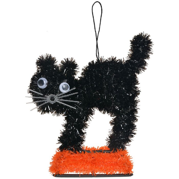 Clayre & Eef 65495 Decorazione Gatto Nero Arancione 13x5x14 cm