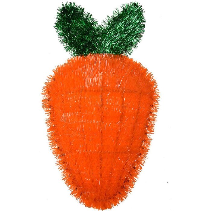 Clayre & Eef Decorazione murale Carota Arancione Verde 20x3x37 cm